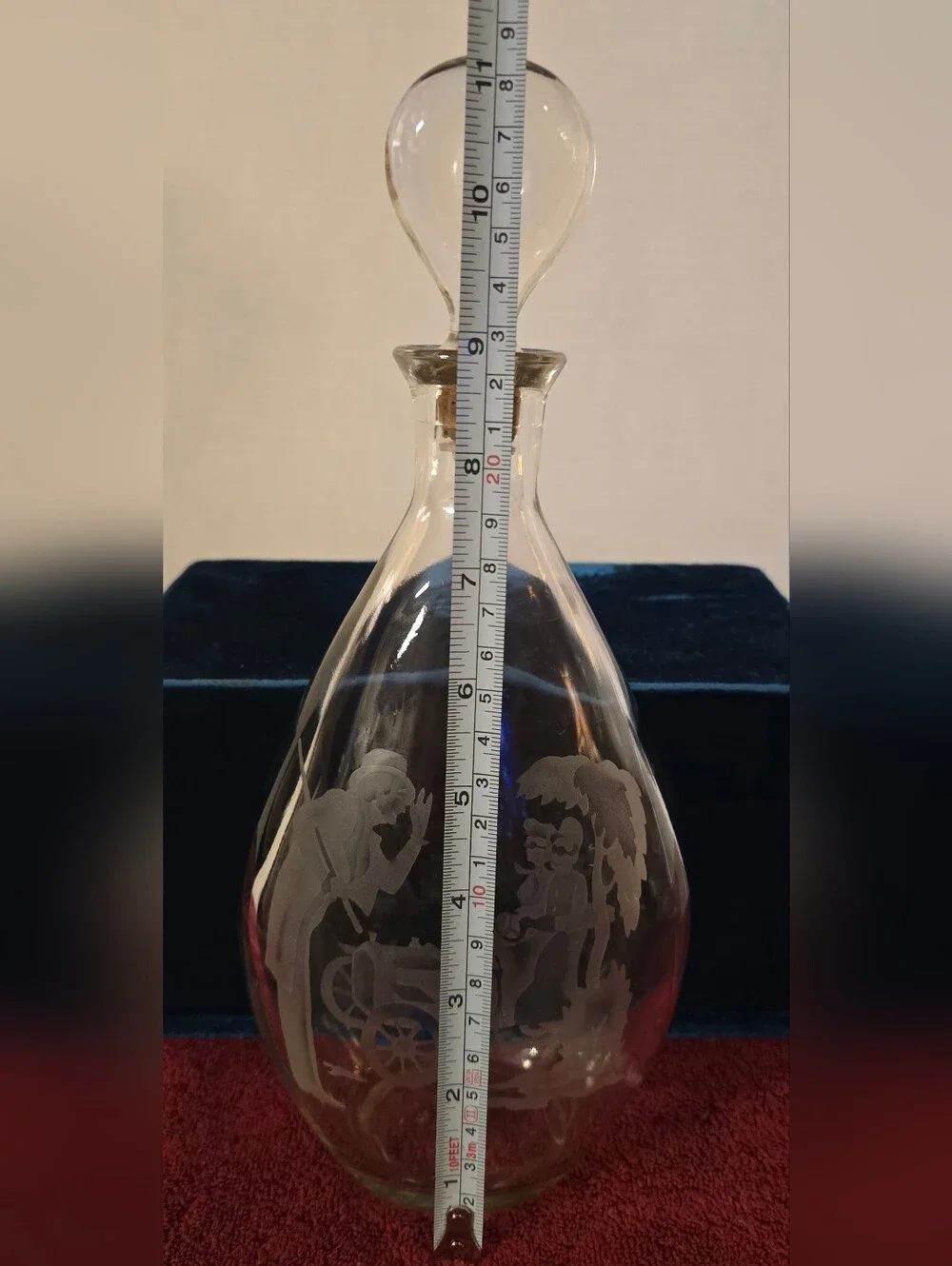 Vintage I.W. Harper MCM Etched Glass Decanter Barware 11